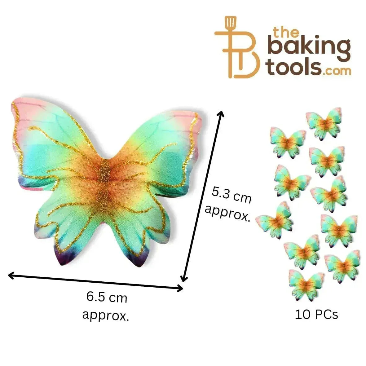 Pastel Rainbow Multicolour Paper Butterfly Cake Topper (Pack Of 10) 006 - thebakingtools.com