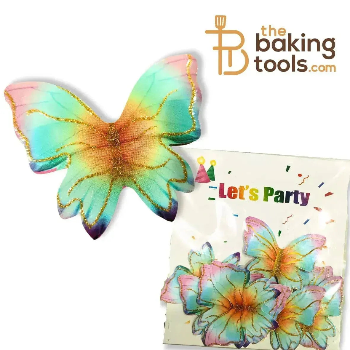 Pastel Rainbow Multicolour Paper Butterfly Cake Topper (Pack Of 10) 006 - thebakingtools.com