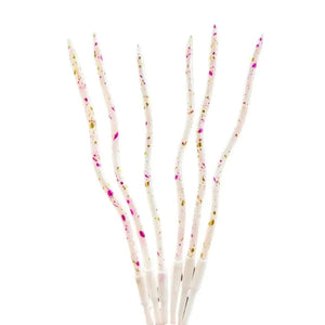 Pink-Golden Glitter Twisted Candle - 6 Pcs - thebakingtools.com