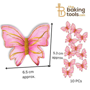 Pink Paper Butterfly Cake Topper (Pack Of 10) 003 - thebakingtools.com