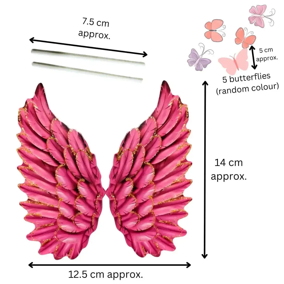 Pink Wings Cake Topper with 5 Butterflies - thebakingtools.com