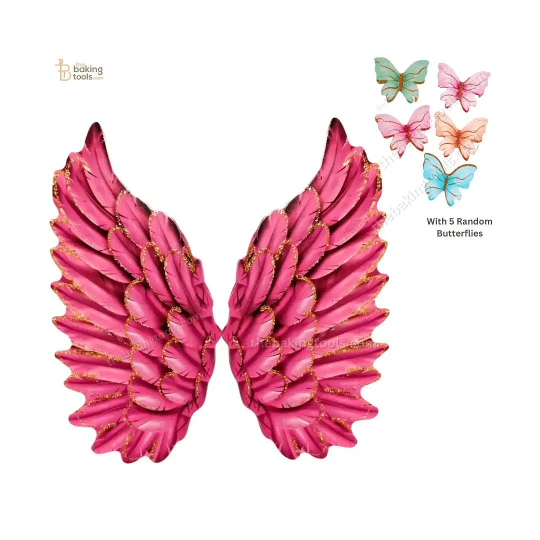 Pink Wings Cake Topper with 5 Butterflies - thebakingtools.com