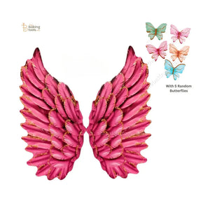 Pink Wings Cake Topper with 5 Butterflies - thebakingtools.com