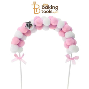 Pom-Pom Arch Cake Topper - Pink | Cake Decoration | Birthday Decor - thebakingtools.com