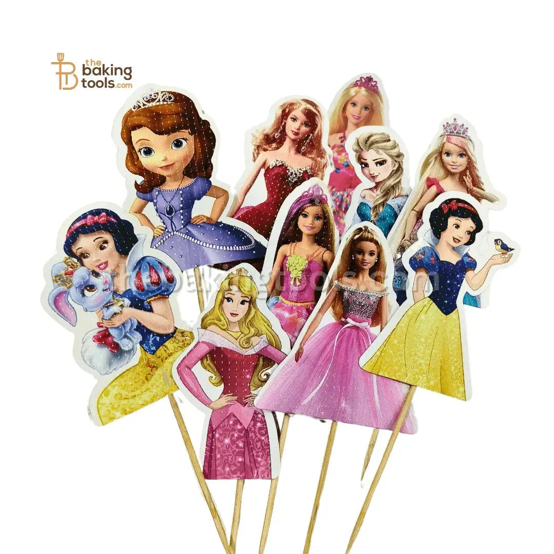 Princess Paper Cake Topper With Sticks - Pack of 10 - thebakingtools.com