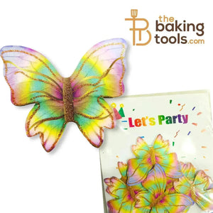 Rainbow Multicolour Paper Butterfly Cake Topper (Pack Of 10) 008 - thebakingtools.com