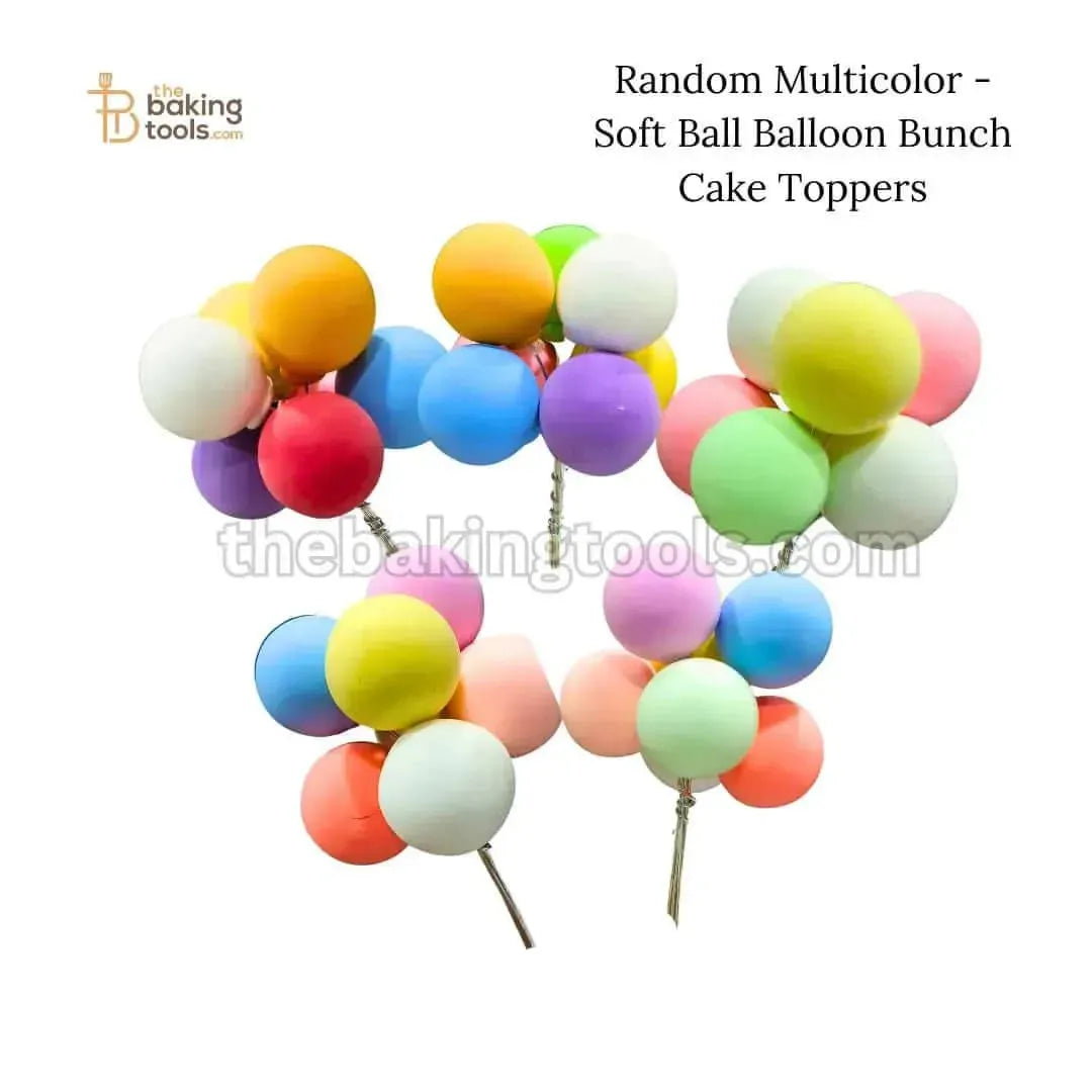 Random Multicolor - Soft Ball Balloon Cake Toppers (1 Bunch) - thebakingtools.com