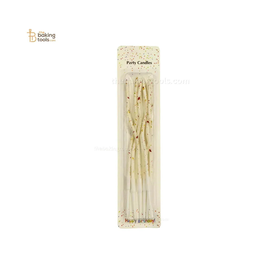 Red-Golden Glitter Twisted Candle - 6 Pcs - thebakingtools.com