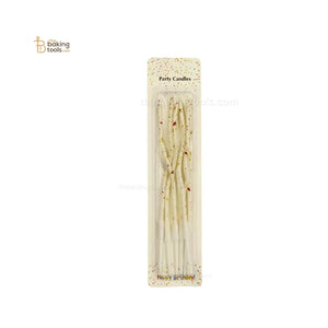 Red-Golden Glitter Twisted Candle - 6 Pcs - thebakingtools.com