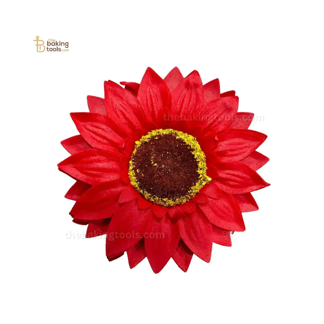 Red Sunflower (Set of 10) | Flower Cake Topper | Artificial Flowers - thebakingtools.com