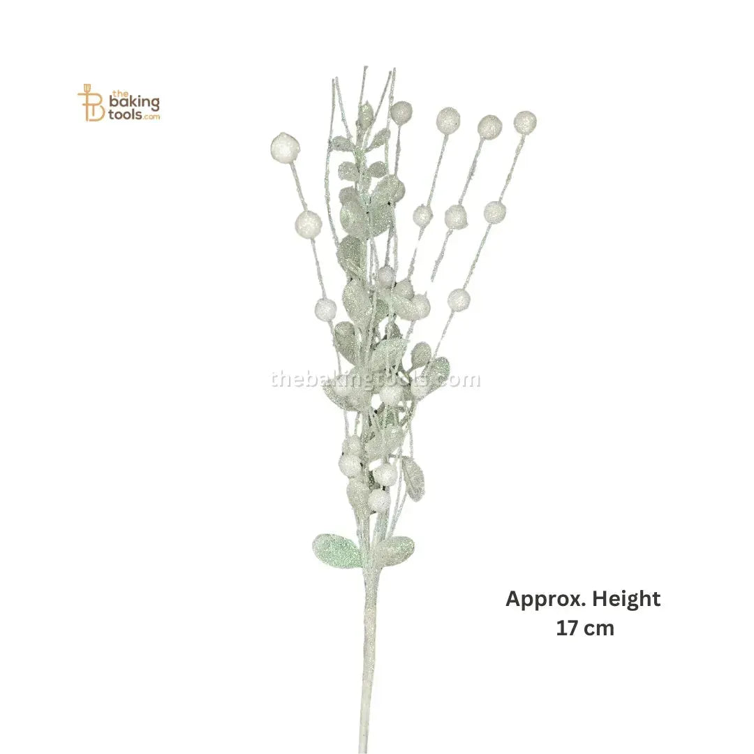 Sequin Berry Flower Bunch White Cake Topper - thebakingtools.com
