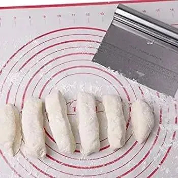 Stainless Steel Kitchen Food Scraper Icing Smoother Blade with Measuring Scale for Dough, Cake, Pizza - thebakingtools.com