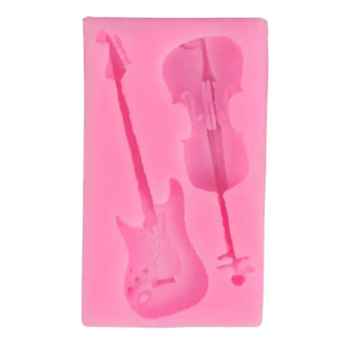 Violin Guitar Musical Instrument Silicone Fondant Gum Paste Mould - thebakingtools.com