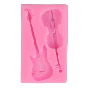 Violin Guitar Musical Instrument Silicone Fondant Gum Paste Mould - thebakingtools.com