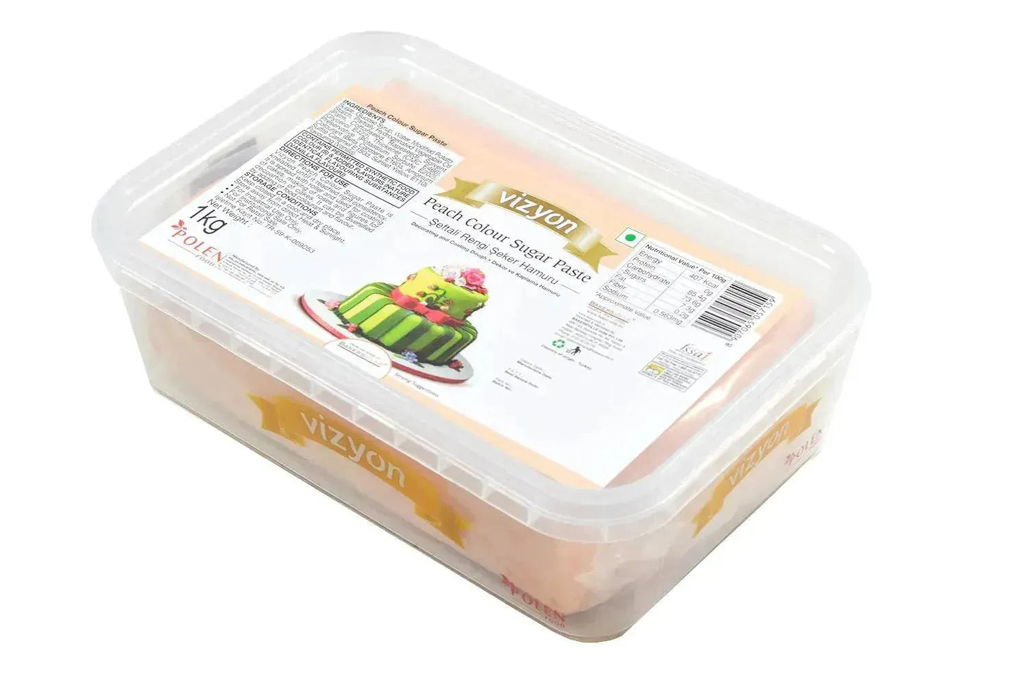 Vizyon Sugar Paste (Fondant) Peach, 1 Kg - thebakingtools.com