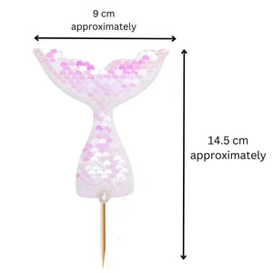 White Mermaid Sequin Cake Topper - thebakingtools.com
