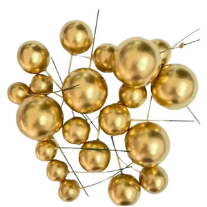 Golden Faux Ball Cake Topper - Pack of 20 Pieces - thebakingtools.com